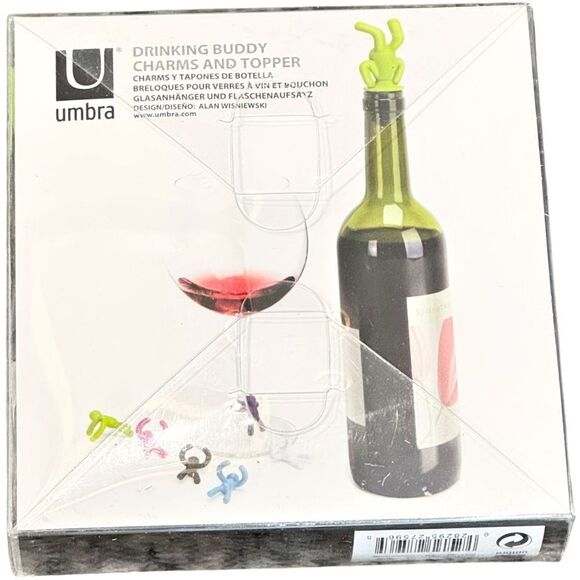 Umbra Drinking Buddy Charms Glass Identifiers & Wine Topper Bar Accessories. NEW - Picture 5 of 7
